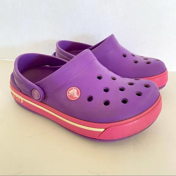CROCS Purple Pink Slip-On Shoes Size 1 - Picture 1 of 6